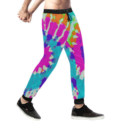 Power Spiral Batik pink blue purple orange Men's All Over Print Sweatpants (Model L11)