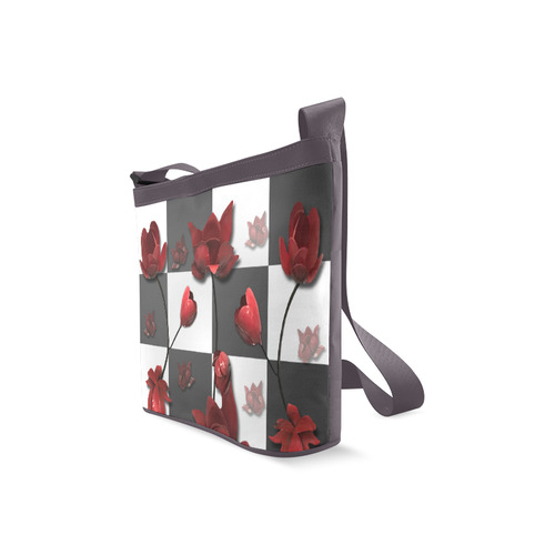 Burnt Crimson Flora Crossbody Bags (Model 1613)