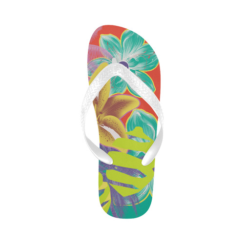 Loudly Lime Peel Floral Jungle Flip Flops for Men/Women (Model 040)