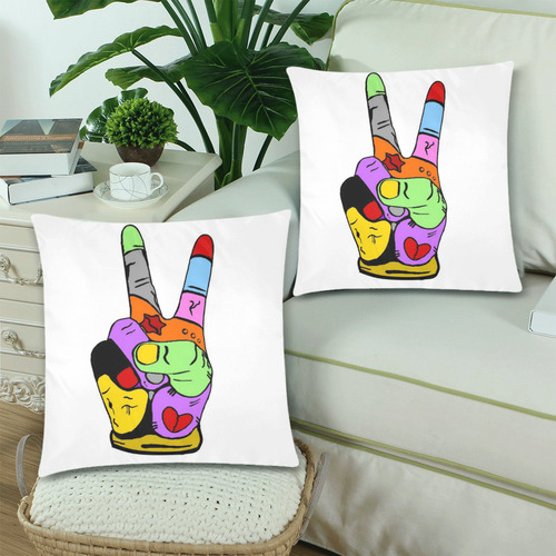 Peace Popart by Nico Bielow Custom Zippered Pillow Cases 18"x 18" (Twin Sides) (Set of 2)