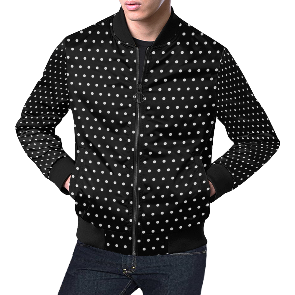 Teal Polka Dot Men's Bomber Jacket