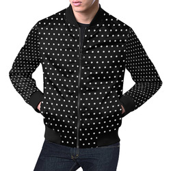 Polka Dot Pin Black All Over Print Bomber Jacket for Men (Model H19)