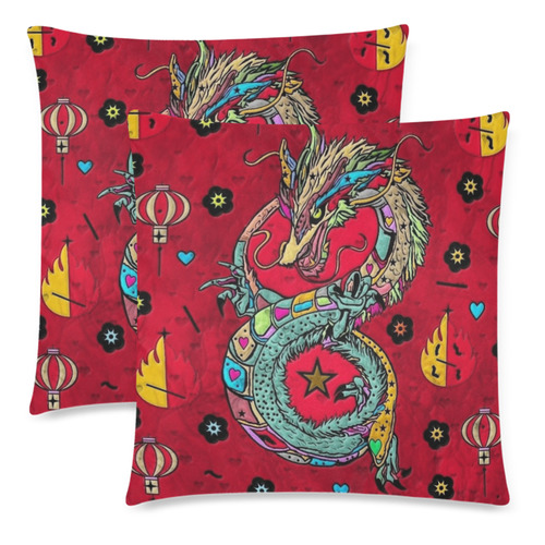 Dragon Popart by Nico Bielow Custom Zippered Pillow Cases 18"x 18" (Twin Sides) (Set of 2)