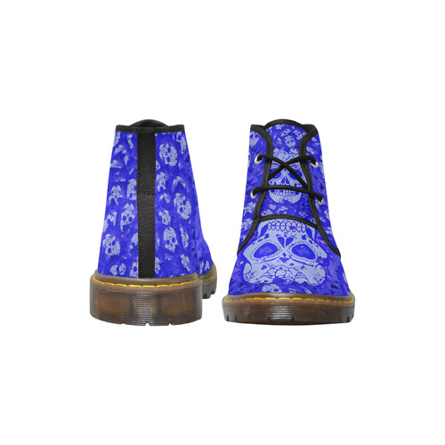 skull 317 blue by JamColors Women's Canvas Chukka Boots/Large Size (Model 2402-1)
