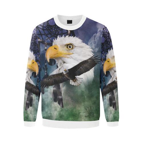 Shaman Eagle Spirit Men's Oversized Fleece Crew Sweatshirt (Model H18)