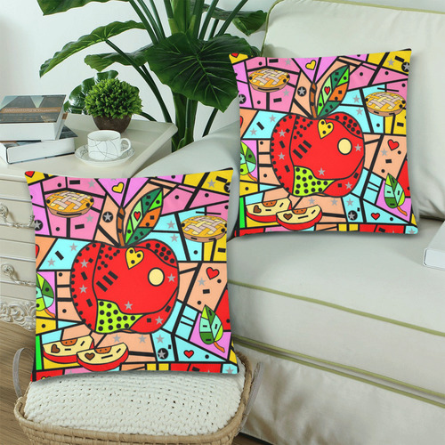 Apple Popart by Nico Bielow Custom Zippered Pillow Cases 18"x 18" (Twin Sides) (Set of 2)