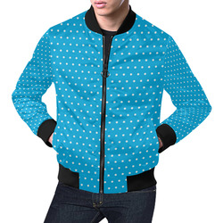 Polka Dot Pin Blue All Over Print Bomber Jacket for Men (Model H19)