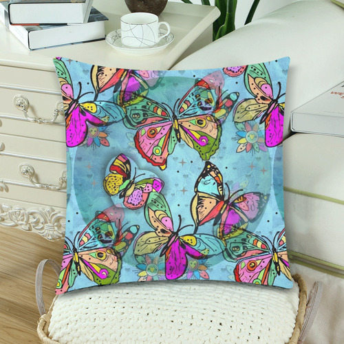 Butterfly Popart by Nico Bielow Custom Zippered Pillow Cases 18"x 18" (Twin Sides) (Set of 2)