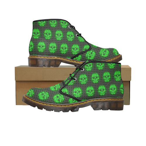 skulls and dotts, green by JamColors Women's Canvas Chukka Boots (Model 2402-1)
