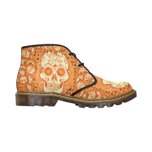 skull 317 orange by JamColors Women's Canvas Chukka Boots/Large Size (Model 2402-1)