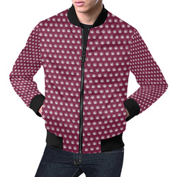 Maroon Hempleaf All Over Print Bomber Jacket for Men (Model H19)