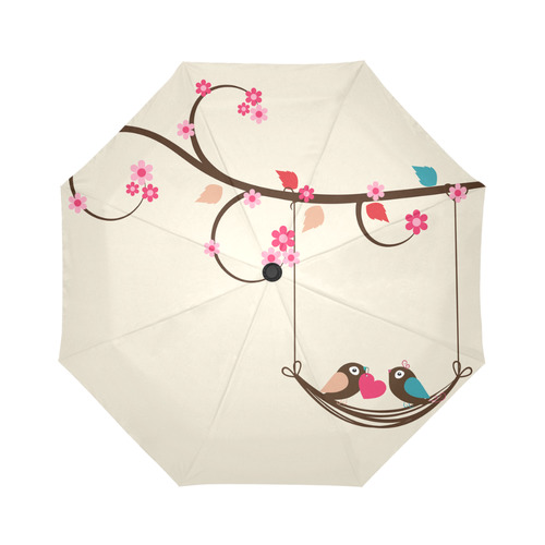 love birds on swing umbrella Auto-Foldable Umbrella (Model U04)