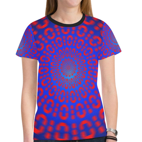 Womens T-Shirt Red Blue Binary Numbers by Tell3People New All Over Print T-shirt for Women (Model T45)
