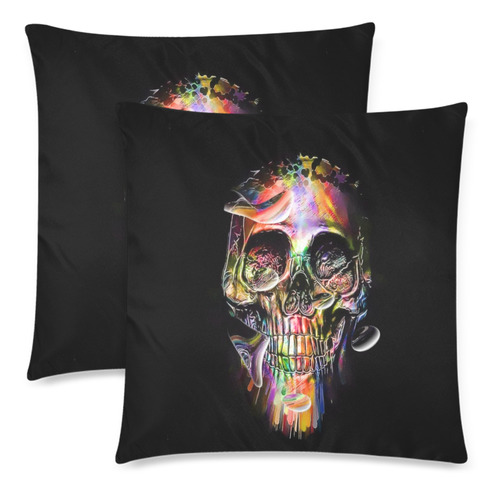 Skull Popart by Nico Bielow Custom Zippered Pillow Cases 18"x 18" (Twin Sides) (Set of 2)