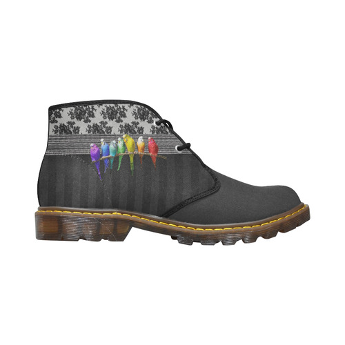 My Rainbow Budgies Black Lace Women's Canvas Chukka Boots (Model 2402-1)