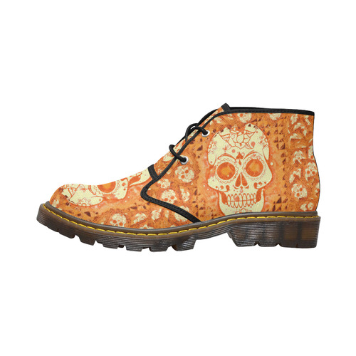 skull 317 orange by JamColors Women's Canvas Chukka Boots/Large Size (Model 2402-1)