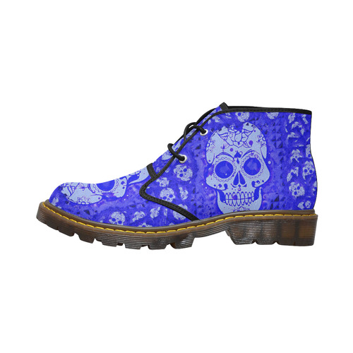 skull 317 blue by JamColors Women's Canvas Chukka Boots/Large Size (Model 2402-1)