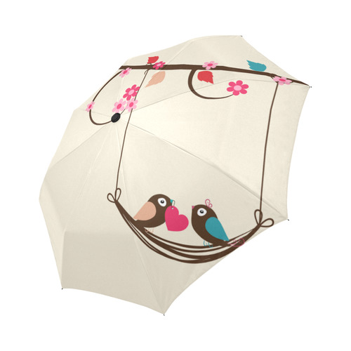 love birds on swing umbrella Auto-Foldable Umbrella (Model U04)
