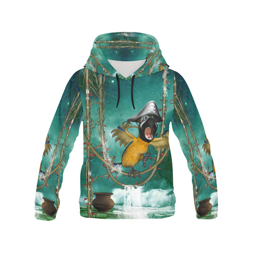 Funny pirate parrot All Over Print Hoodie for Women (USA Size) (Model H13)