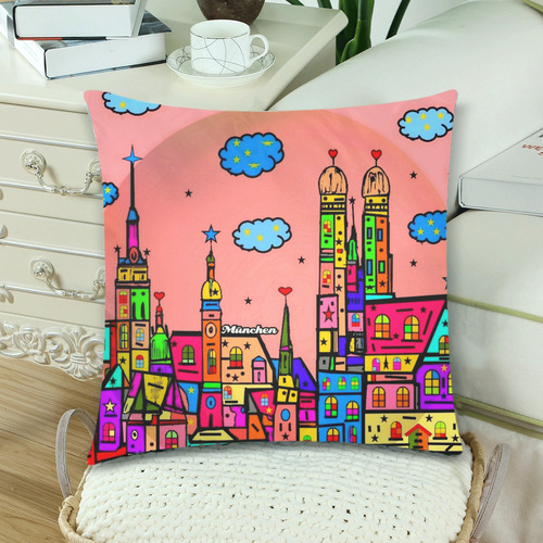 München Popart by Nico Bielow Custom Zippered Pillow Cases 18"x 18" (Twin Sides) (Set of 2)