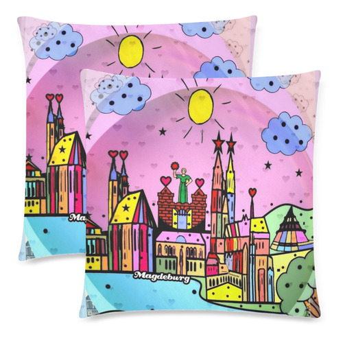 Magdeburg by Nico Bielow Custom Zippered Pillow Cases 18"x 18" (Twin Sides) (Set of 2)