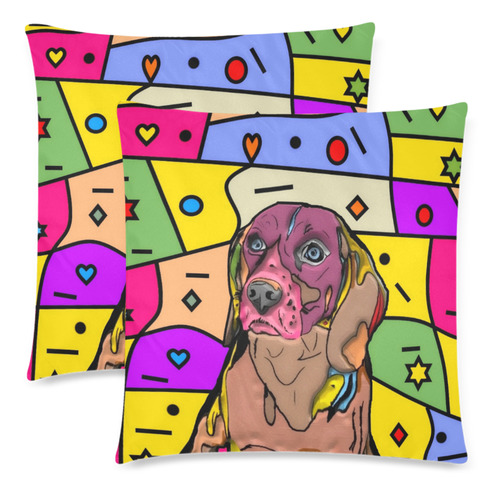 Beagle Popart by Nico Bielow Custom Zippered Pillow Cases 18"x 18" (Twin Sides) (Set of 2)