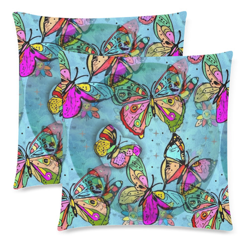 Butterfly Popart by Nico Bielow Custom Zippered Pillow Cases 18"x 18" (Twin Sides) (Set of 2)