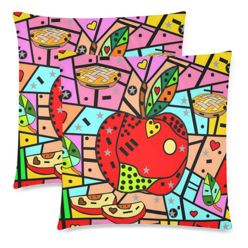 Apple Popart by Nico Bielow Custom Zippered Pillow Cases 18"x 18" (Twin Sides) (Set of 2)