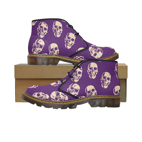 Hot Skulls,purple by JamColors Women's Canvas Chukka Boots/Large Size (Model 2402-1)
