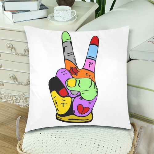 Peace Popart by Nico Bielow Custom Zippered Pillow Cases 18"x 18" (Twin Sides) (Set of 2)