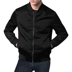 Plain Black All Over Print Bomber Jacket for Men (Model H19)