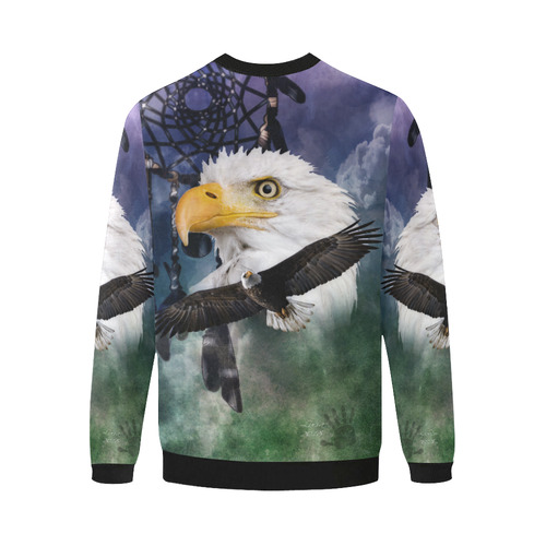 Shaman Eagle Spirit Men's Oversized Fleece Crew Sweatshirt/Large Size(Model H18)