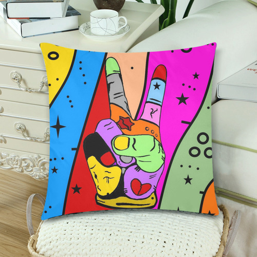 Peace Popart by Nico Bielow Custom Zippered Pillow Cases 18"x 18" (Twin Sides) (Set of 2)