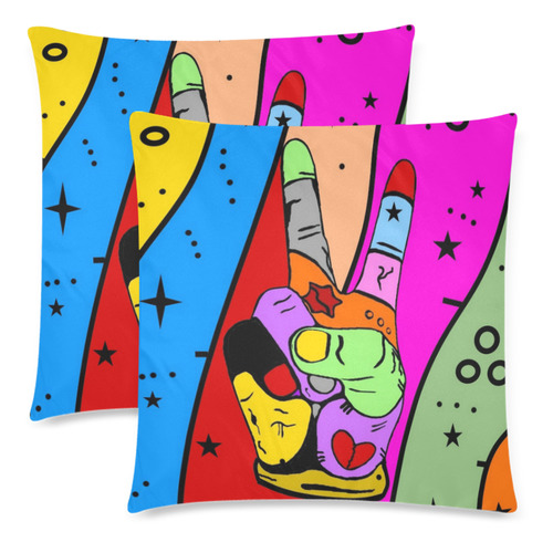 Peace Popart by Nico Bielow Custom Zippered Pillow Cases 18"x 18" (Twin Sides) (Set of 2)