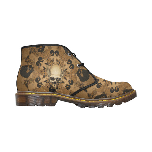 Skull with skull mandala on the background Women's Canvas Chukka Boots/Large Size (Model 2402-1)