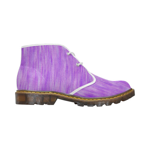 Purple Lavender Splash Women's Canvas Chukka Boots/Large Size (Model 2402-1)