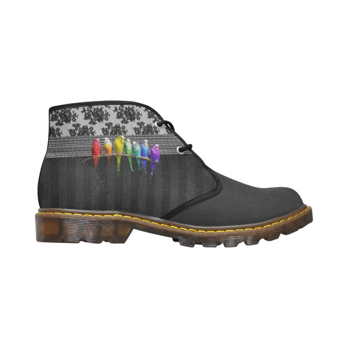 My Rainbow Budgies and Lace Women's Canvas Chukka Boots/Large Size (Model 2402-1)