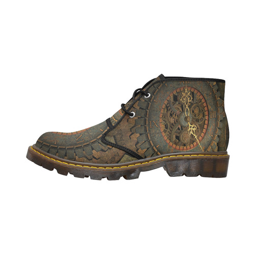 Steampunk, clockwork Women's Canvas Chukka Boots (Model 2402-1)