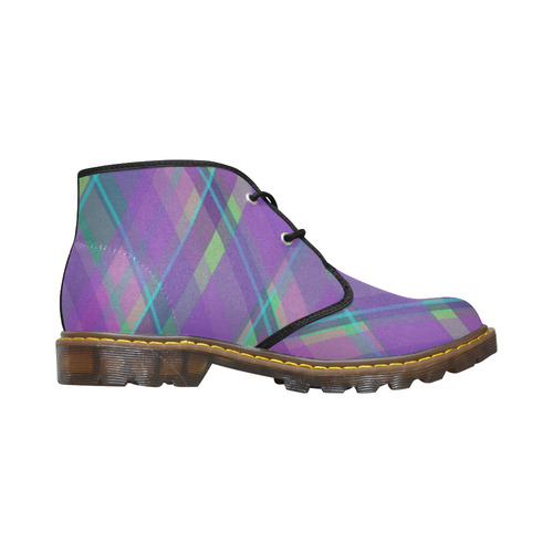 Purple Plaid 2 Women's Canvas Chukka Boots (Model 2402-1)