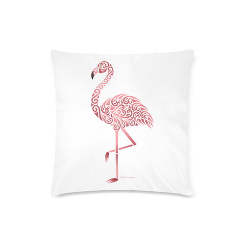 Pink Flamingo on White Custom Zippered Pillow Case 16"x16"(Twin Sides)