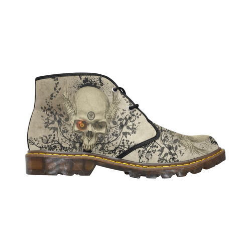 Amazing skull with wings,red eye Women's Canvas Chukka Boots/Large Size (Model 2402-1)