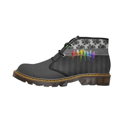 My Rainbow Budgies and Lace Women's Canvas Chukka Boots/Large Size (Model 2402-1)