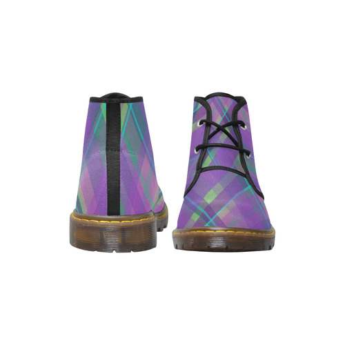 Purple Plaid 2 Women's Canvas Chukka Boots (Model 2402-1)