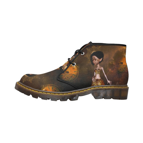 Sweet steampunk girl on the beach Women's Canvas Chukka Boots (Model 2402-1)