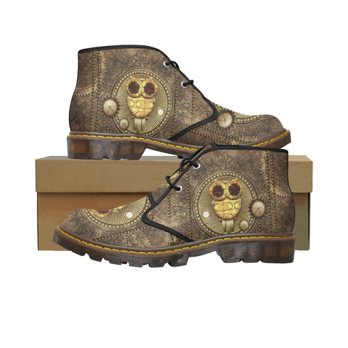 Steampunk, wonderful owl,clocks and gears Women's Canvas Chukka Boots (Model 2402-1)