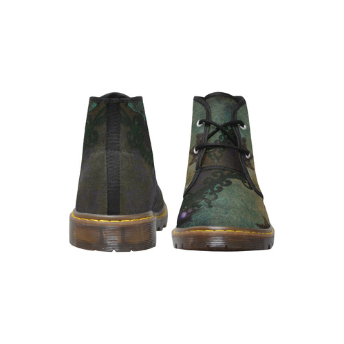 Dark vintage design Women's Canvas Chukka Boots (Model 2402-1)