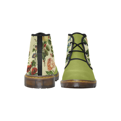 Victorian Flowers Women's Canvas Chukka Boots (Model 2402-1)