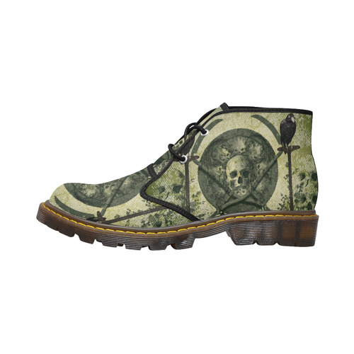 Skulls with crows Women's Canvas Chukka Boots (Model 2402-1)