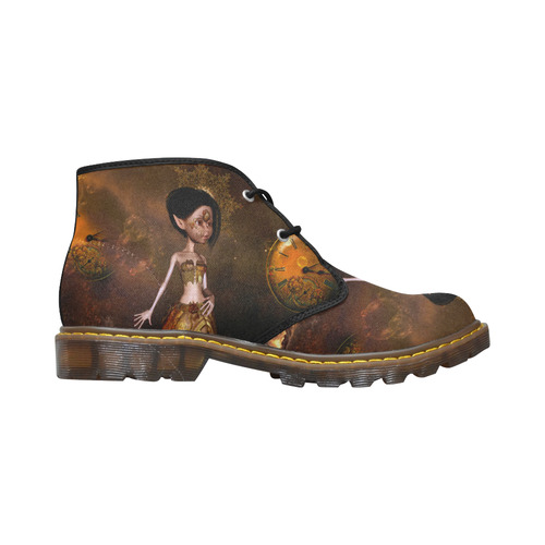 Sweet steampunk girl on the beach Women's Canvas Chukka Boots (Model 2402-1)