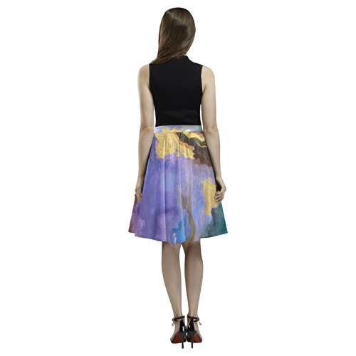 colorful marble Melete Pleated Midi Skirt (Model D15)